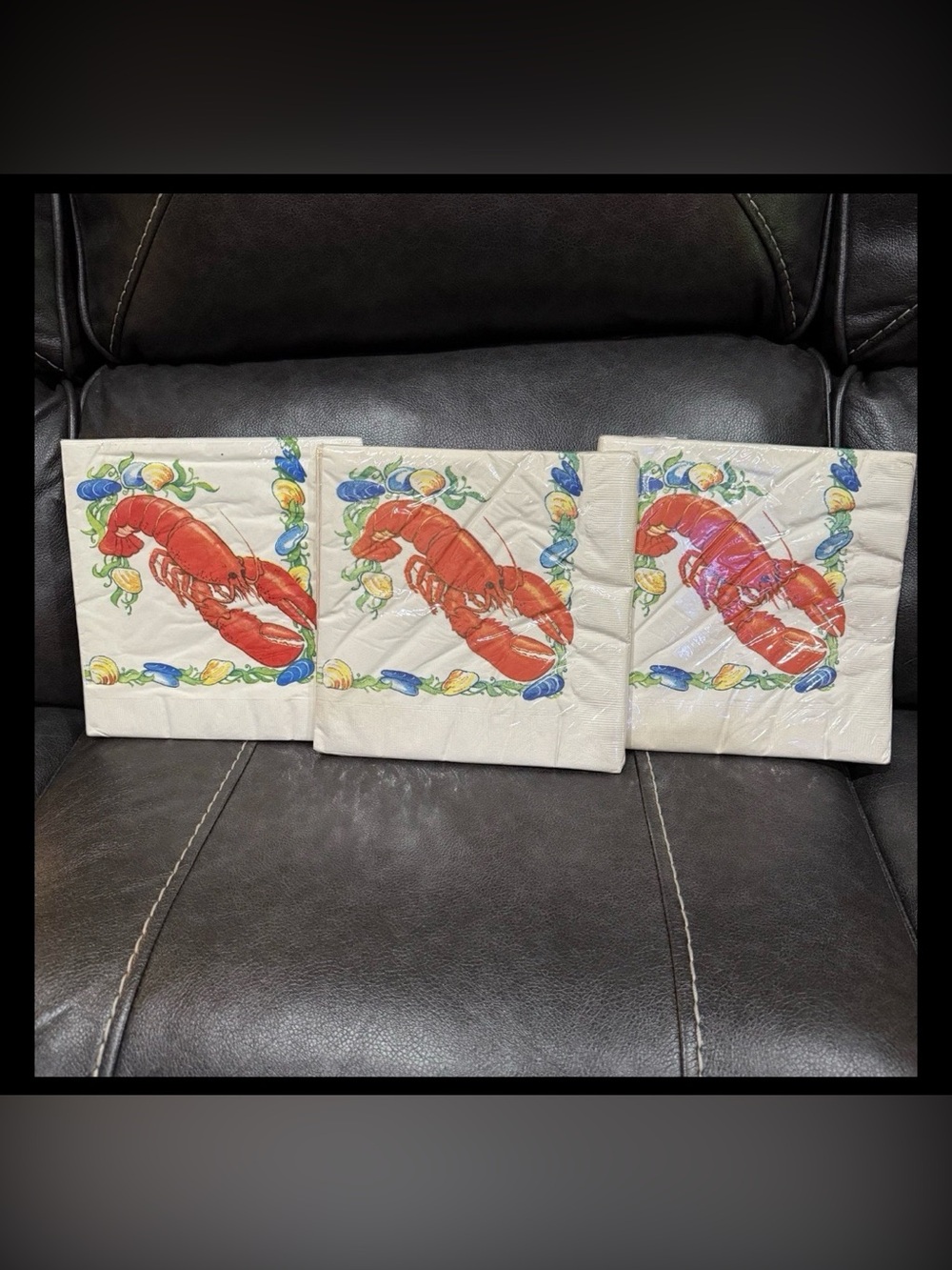 VTG NOS Lot 3 PKGS 36 Paper Dinner Napkins LARGE Lobster Boil Party SEALED C